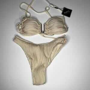 Zaful Cream Textured Bikini Swimsuit New S